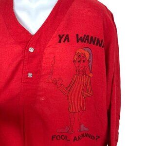 Vintage Pleetway Nighshirt X Rated Mens Medium Dirty Humor Red Sleep Shirt